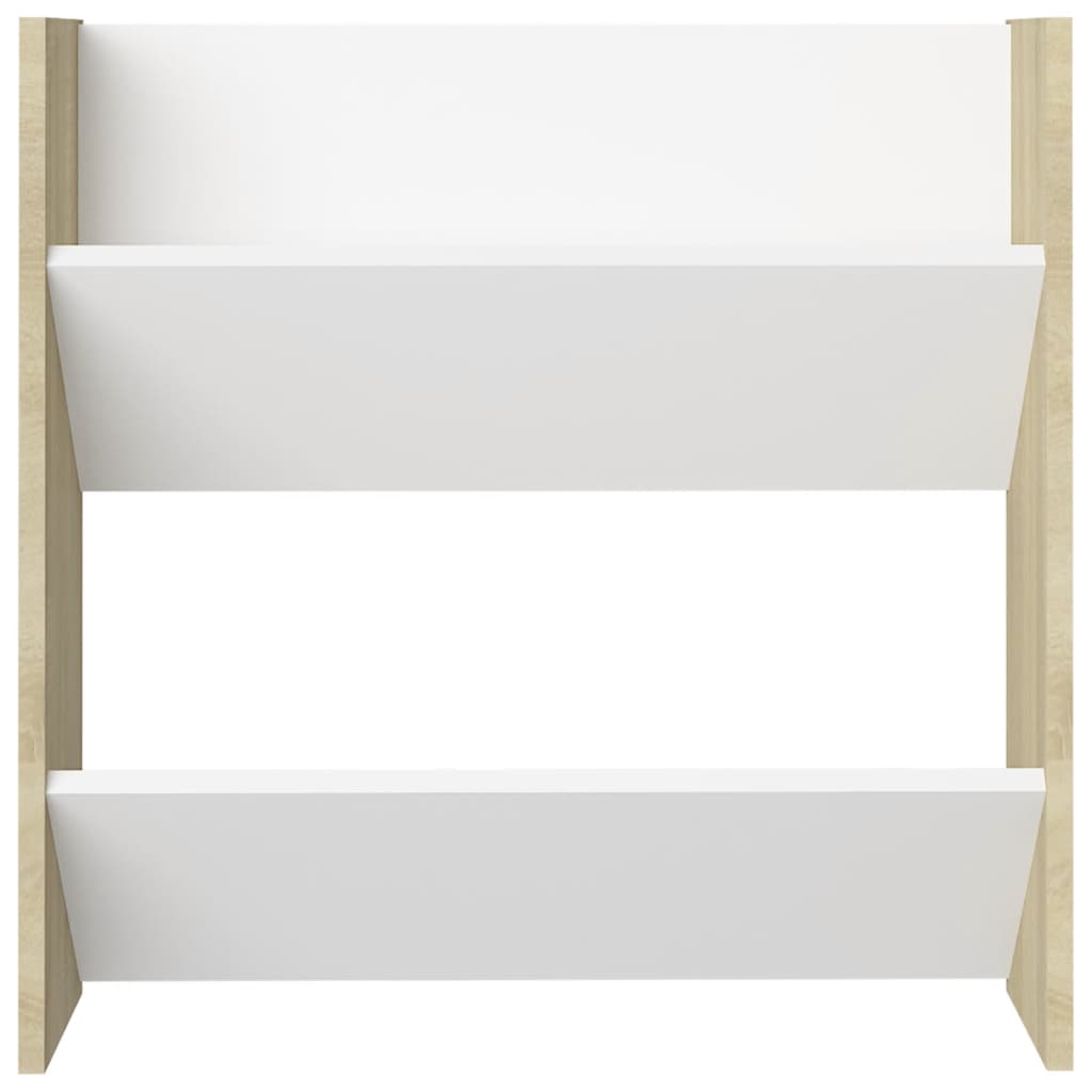 Wandschoenenkast 60X18X60 Cm Spaanplaat Wit En Sonoma Eiken