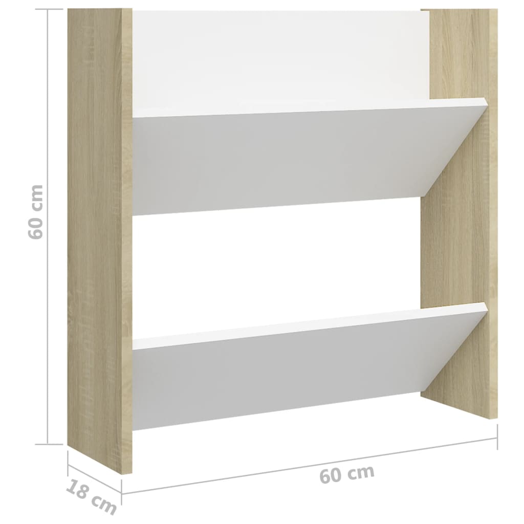 Wandschoenenkasten 4 St 60X18X60 Cm Spaanplaat Wit Sonoma Eiken