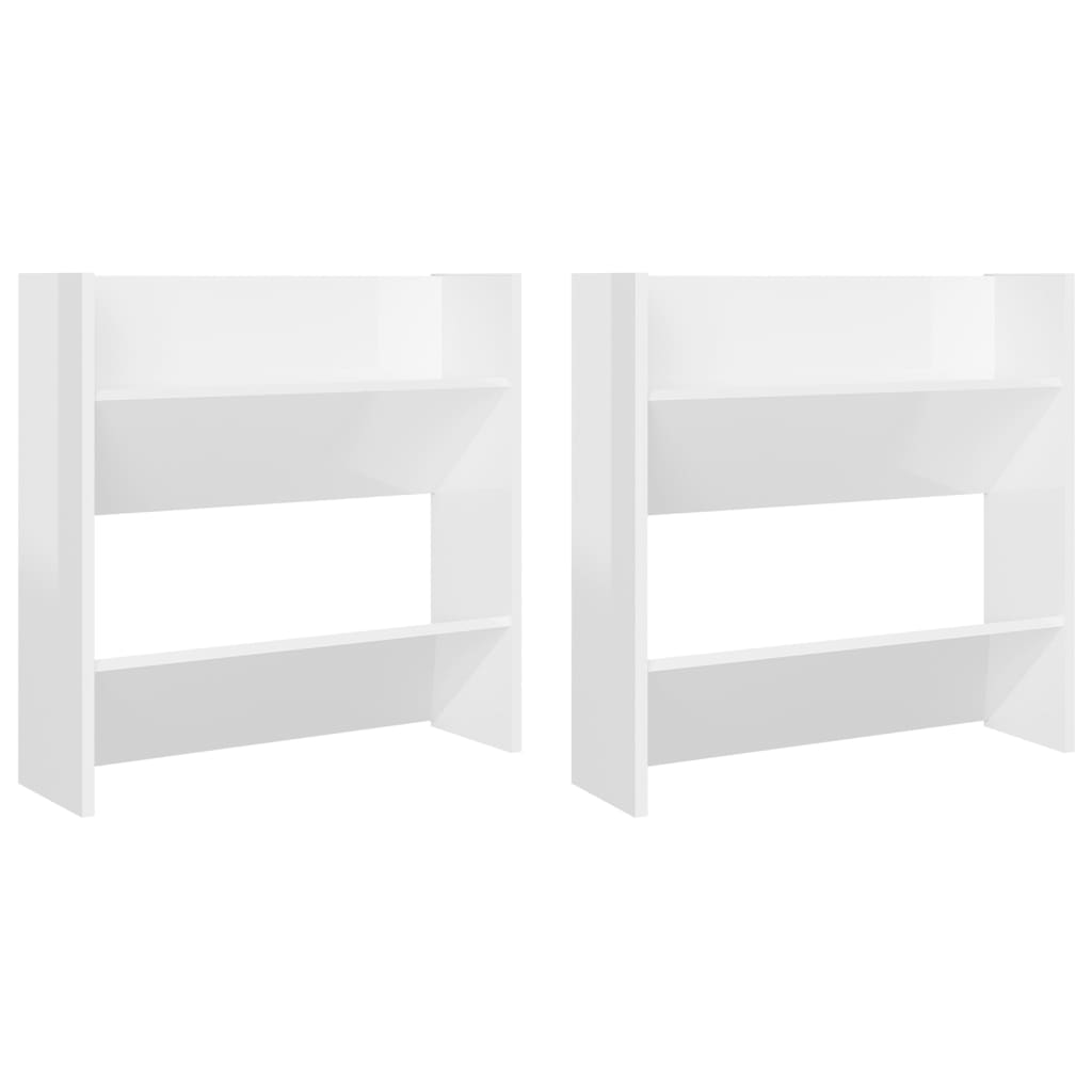Wandschoenenkasten 2 St 60X18X60 Cm Spaanplaat Hoogglans Wit
