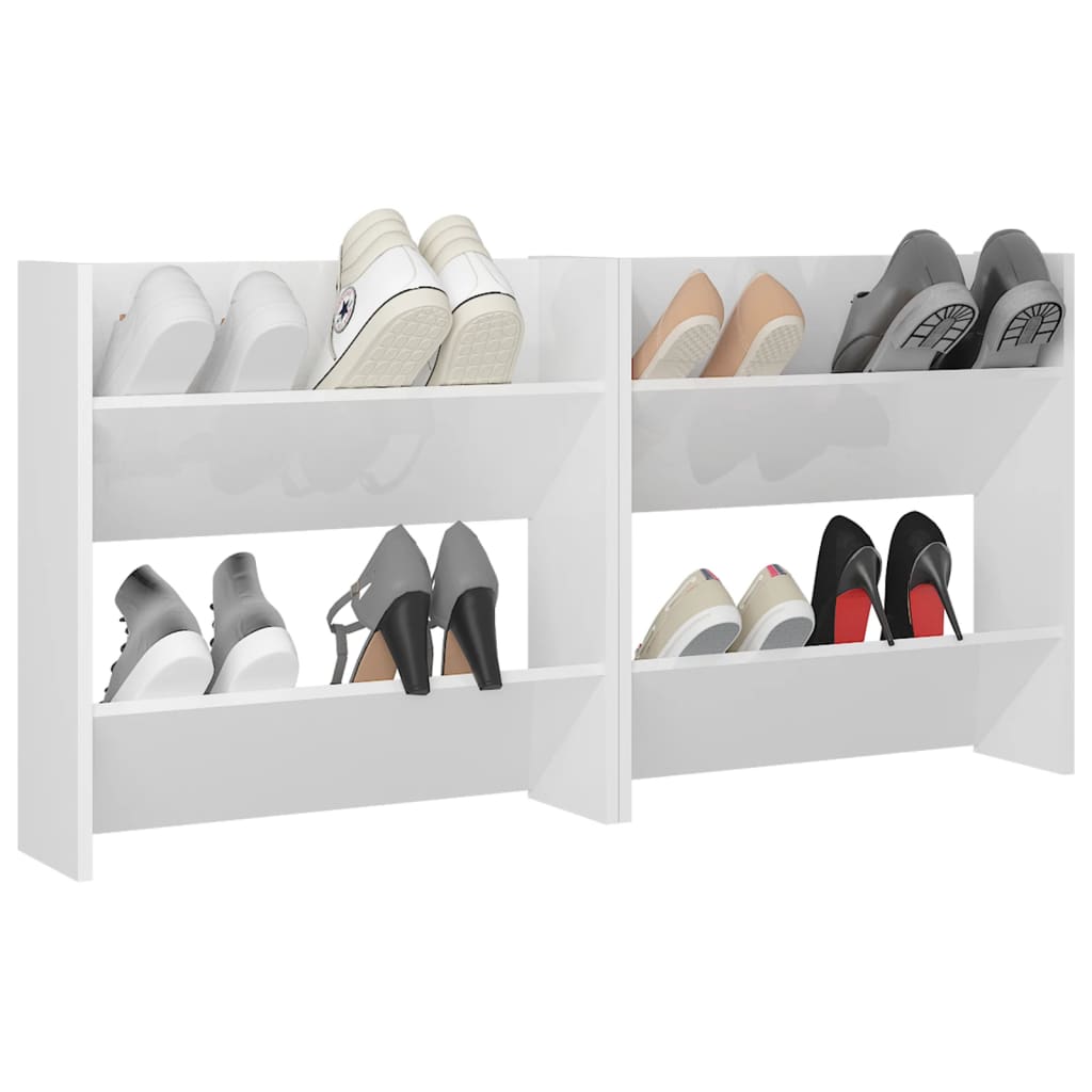 Wandschoenenkasten 2 St 60X18X60 Cm Spaanplaat Hoogglans Wit
