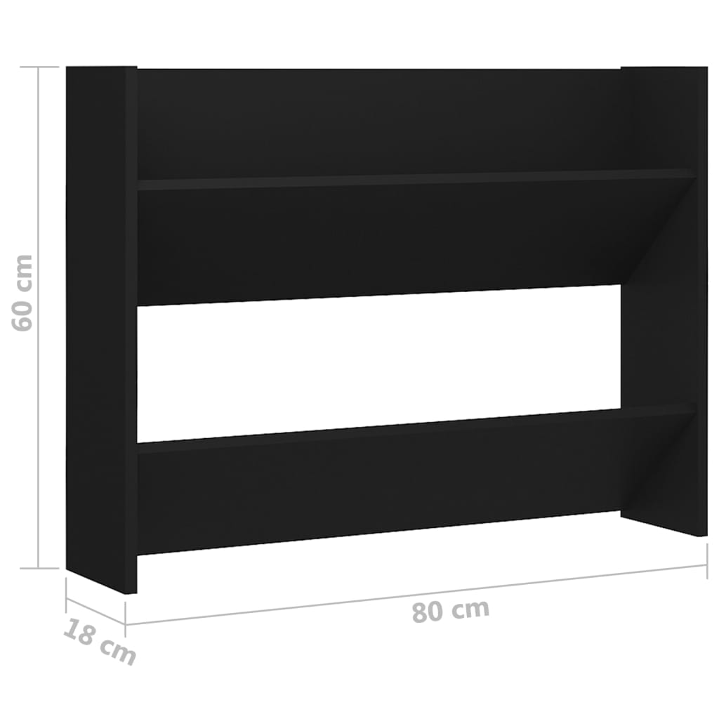 Wandschoenenkasten 2 St 80X18X60 Cm Spaanplaat Zwart