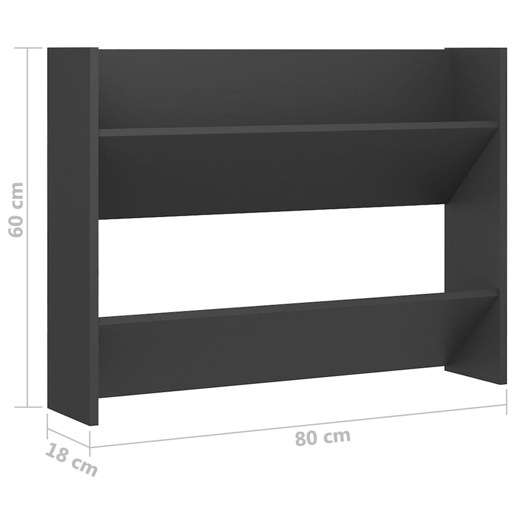 Wandschoenenkasten 2 St 80X18X60 Cm Spaanplaat Grijs