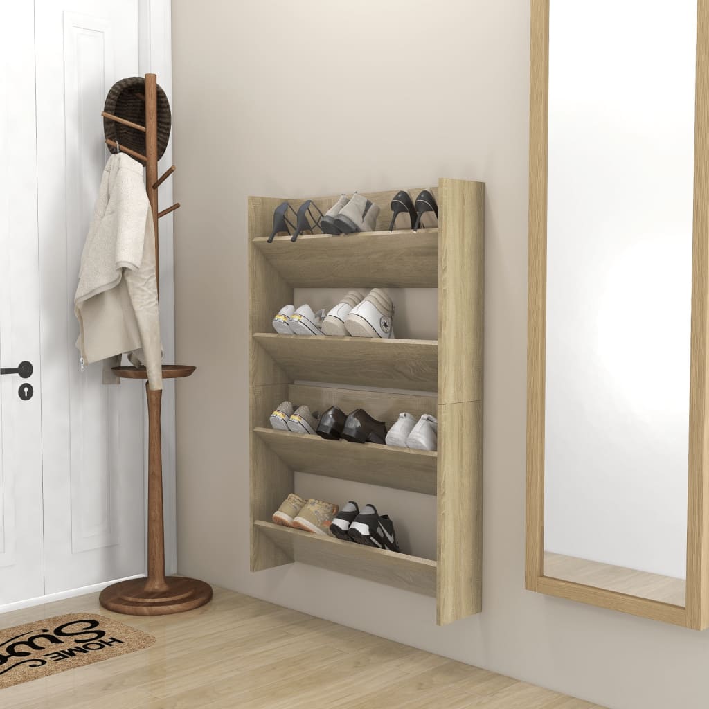 Wandschoenenkasten 2 St 80X18X60 Cm Spaanplaat Sonoma Eiken