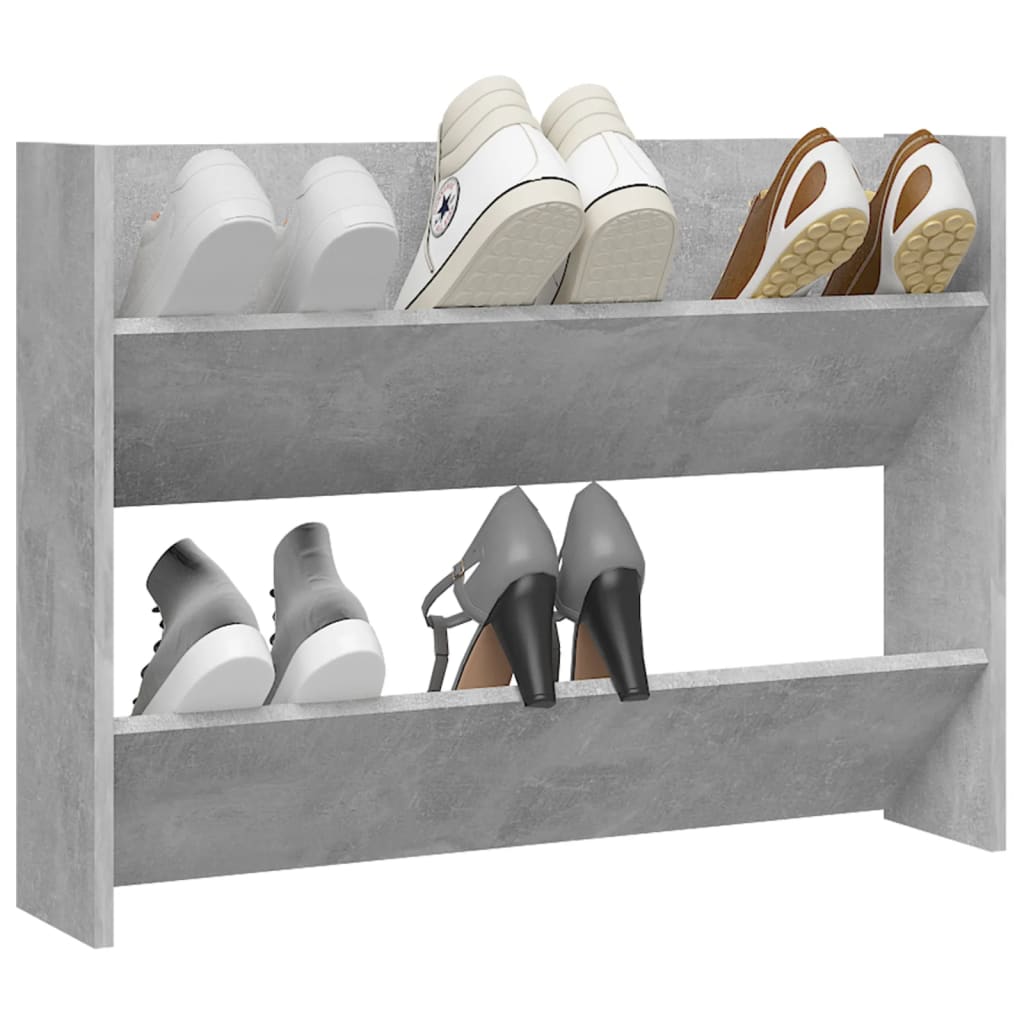 Wandschoenenkast 80X18X60 Cm Spaanplaat Betongrijs