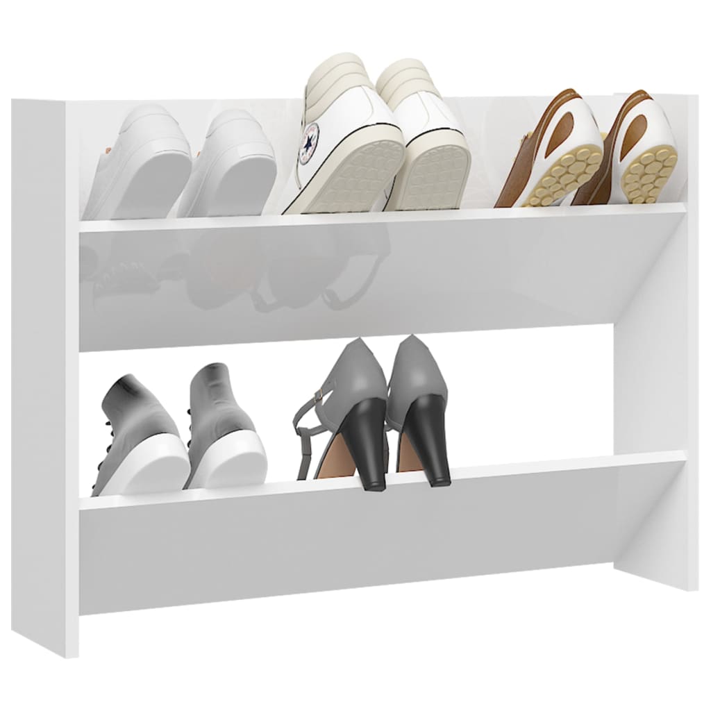 Wandschoenenkast 80X18X60 Cm Spaanplaat Hoogglans Wit