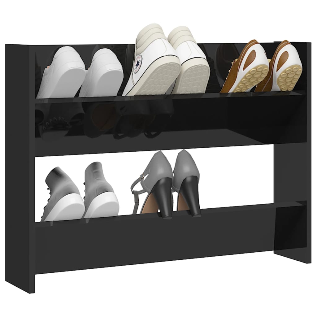 Wandschoenenkast 80X18X60 Cm Spaanplaat Hoogglans Zwart