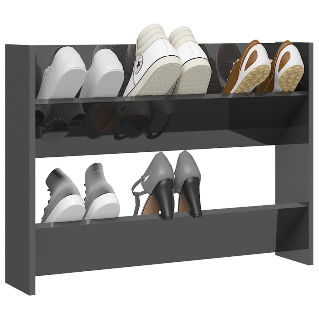 Wandschoenenkast 80X18X60 Cm Spaanplaat Hoogglans Grijs