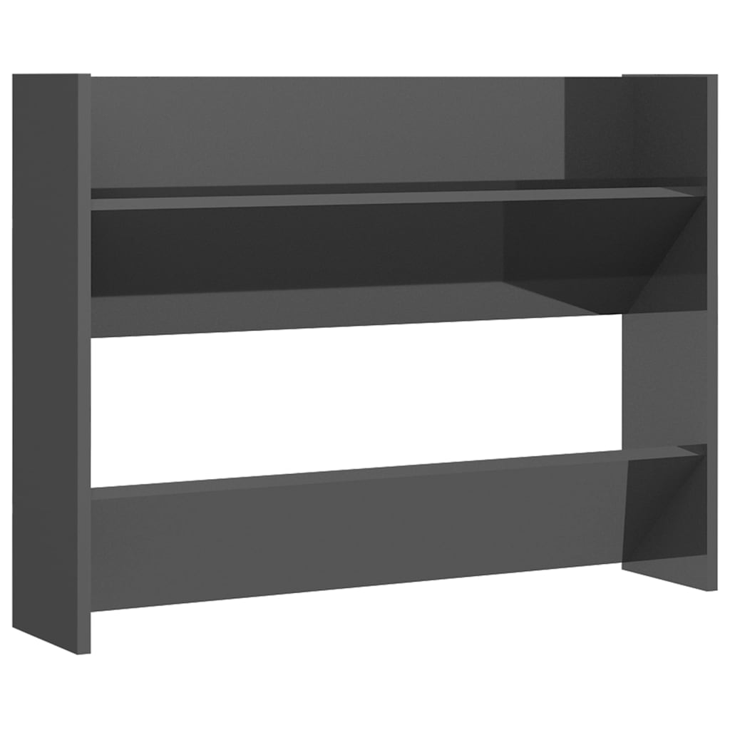 Wandschoenenkasten 2 St 80X18X60 Cm Spaanplaat Hoogglans Grijs