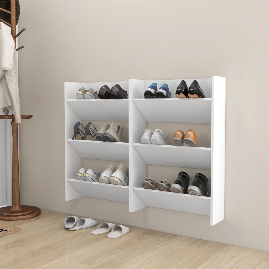 Wandschoenenkasten 2 St 60X18X90 Cm Spaanplaat Wit