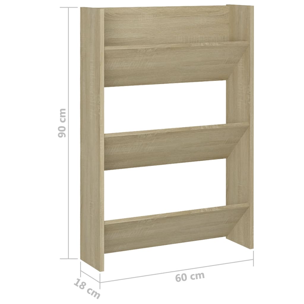 Wandschoenenkast 60X18X90 Cm Spaanplaat Sonoma Eikenkleurig