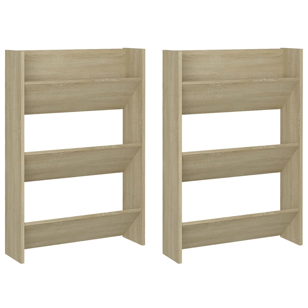 Wandschoenenkasten 2 St 60X18X90 Cm Spaanplaat Sonoma Eiken
