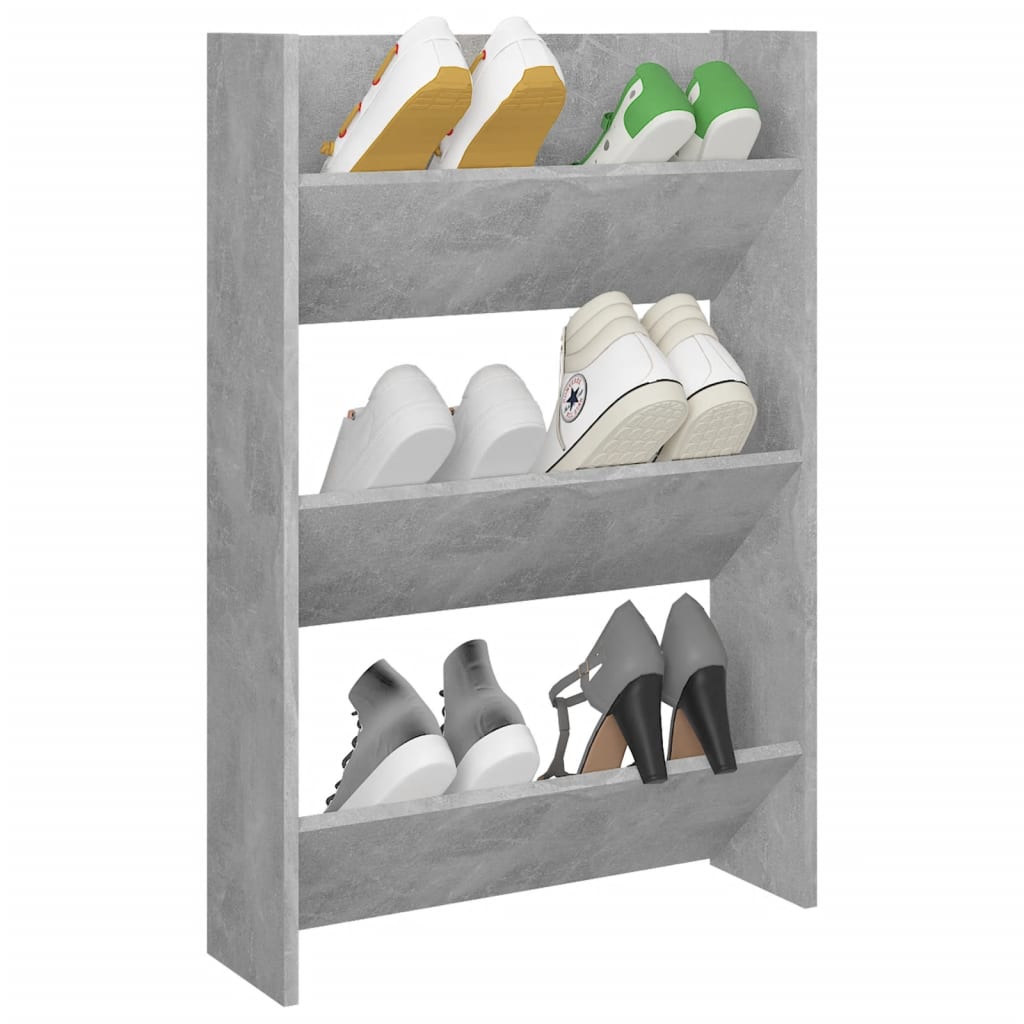 Wandschoenenkast 60X18X90 Cm Spaanplaat Betongrijs