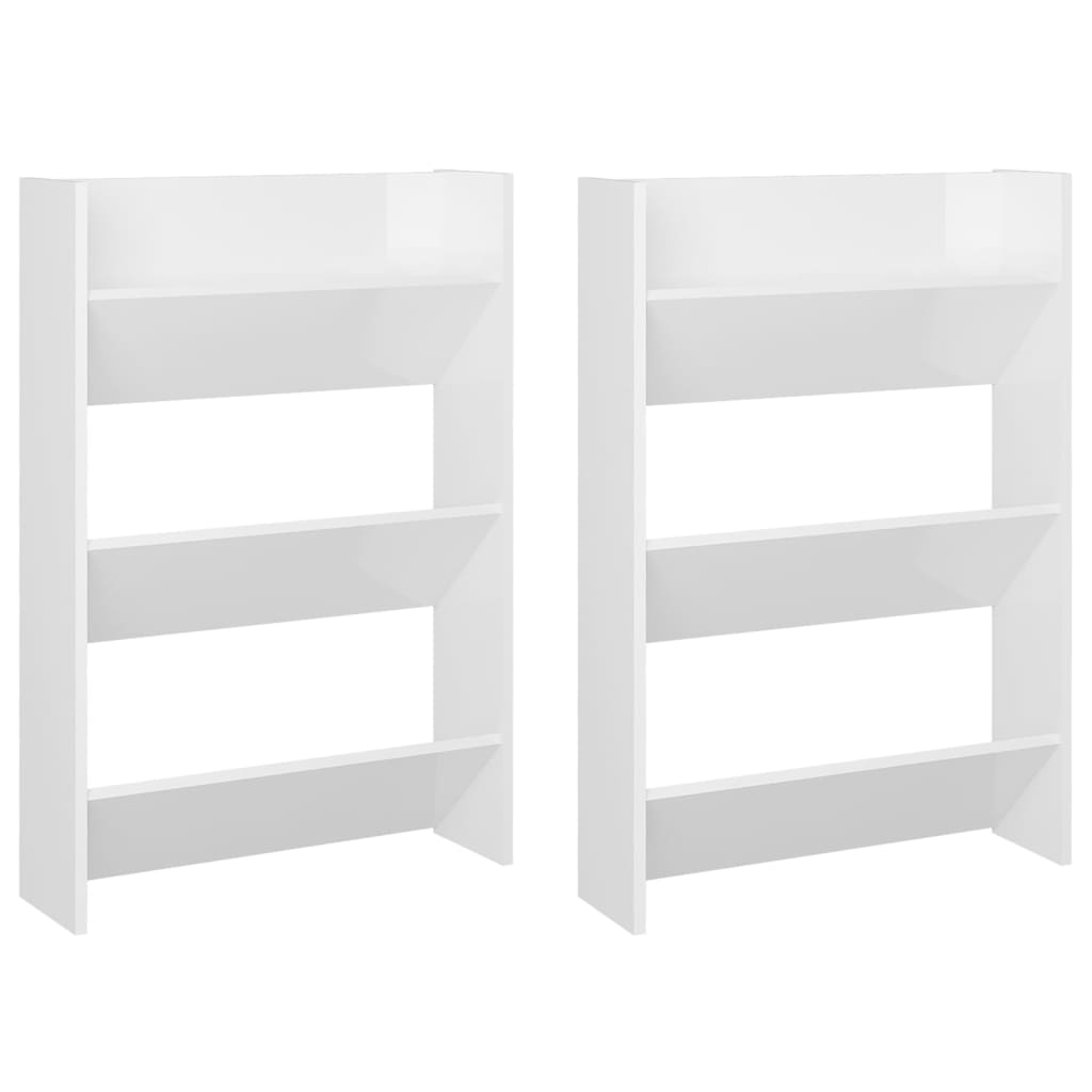Wandschoenenkasten 2 St 60X18X90 Cm Spaanplaat Hoogglans Wit