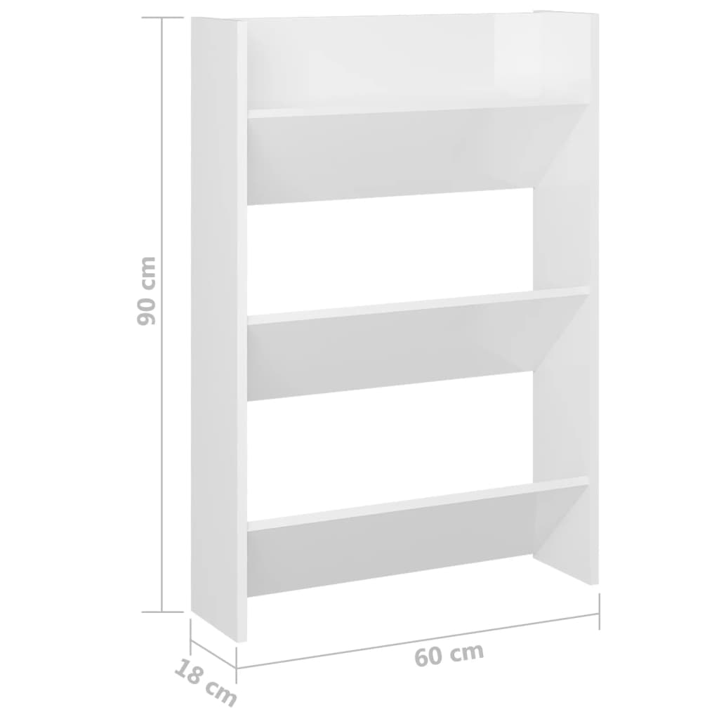 Wandschoenenkasten 2 St 60X18X90 Cm Spaanplaat Hoogglans Wit