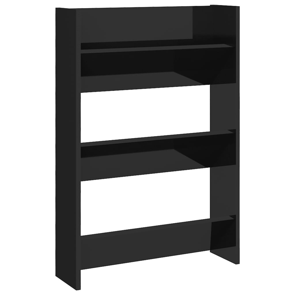 Wandschoenenkasten 2 St 60X18X90 Cm Spaanplaat Hoogglans Zwart