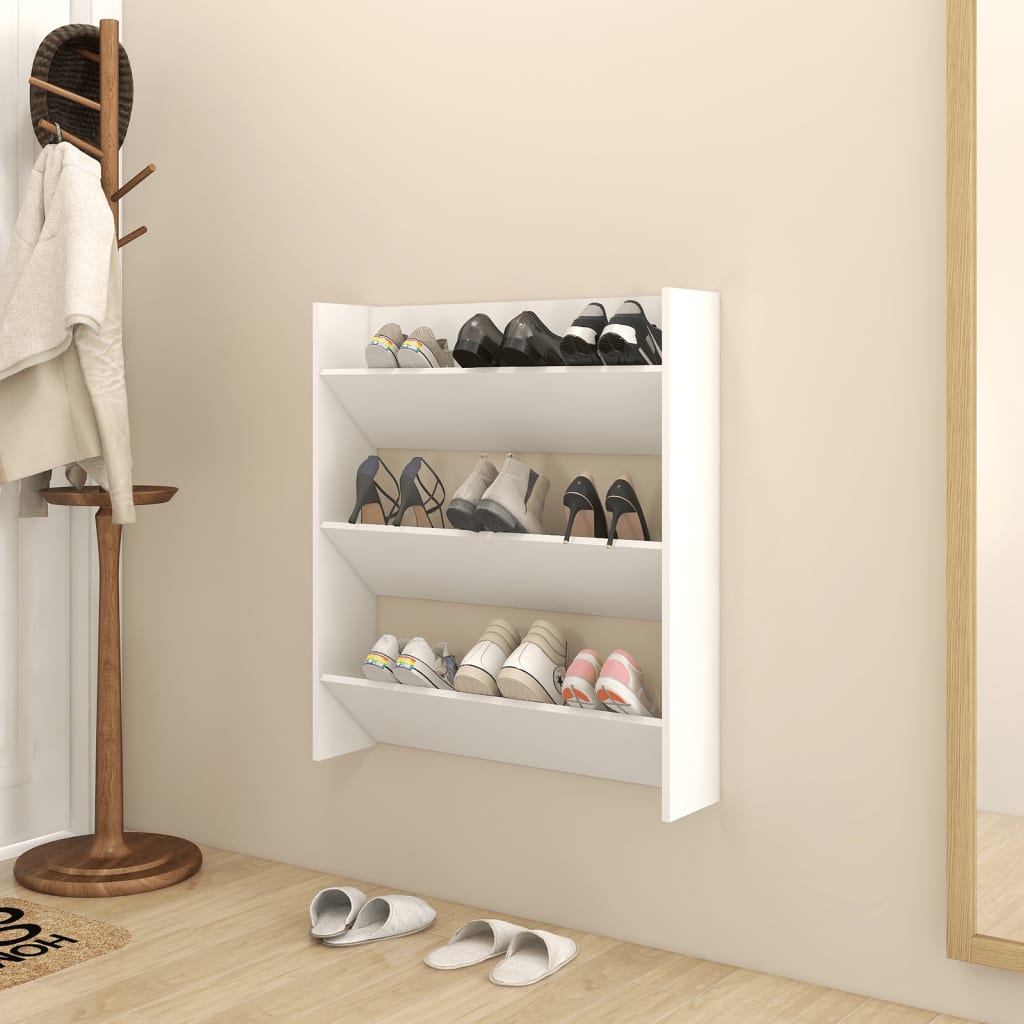 Wandschoenenkast 80X18X90 Cm Spaanplaat Wit