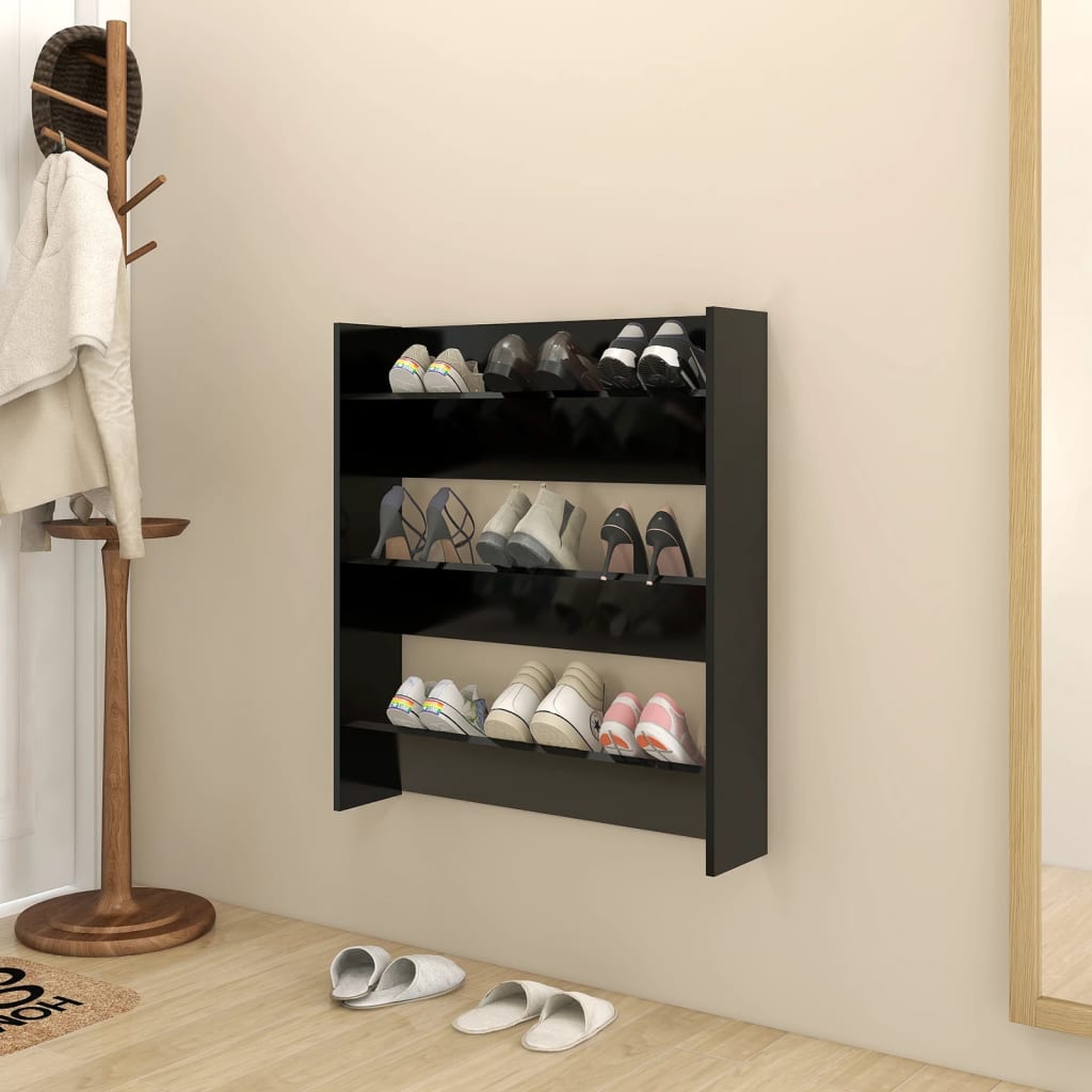 Wandschoenenkast 80X18X90 Cm Spaanplaat Zwart
