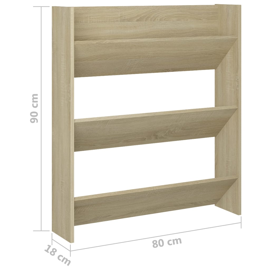 Wandschoenenkasten 2 St 80X18X90 Cm Spaanplaat Sonoma Eiken