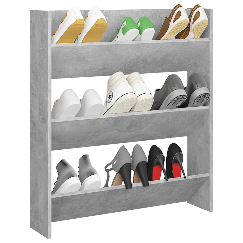 Wandschoenenkast 80X18X90 Cm Spaanplaat Betongrijs