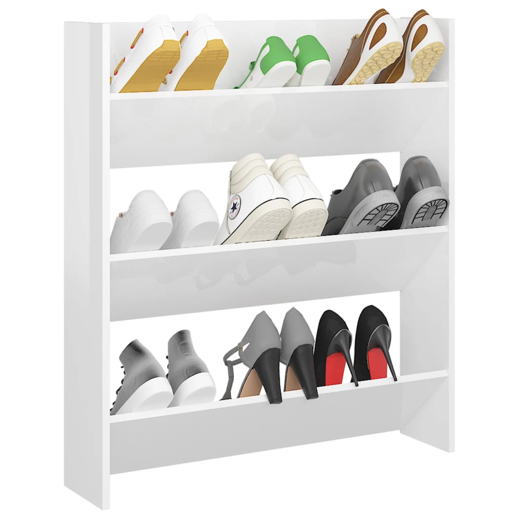 Wandschoenenkast 80X18X90 Cm Spaanplaat Hoogglans Wit