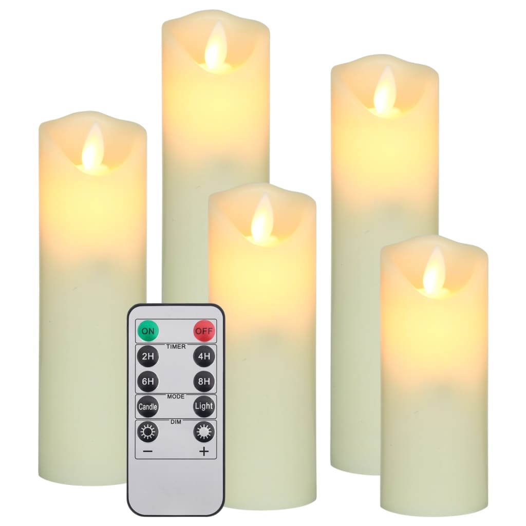 5-Delige Kaarsenset Met Afstandsbediening Led Warmwit