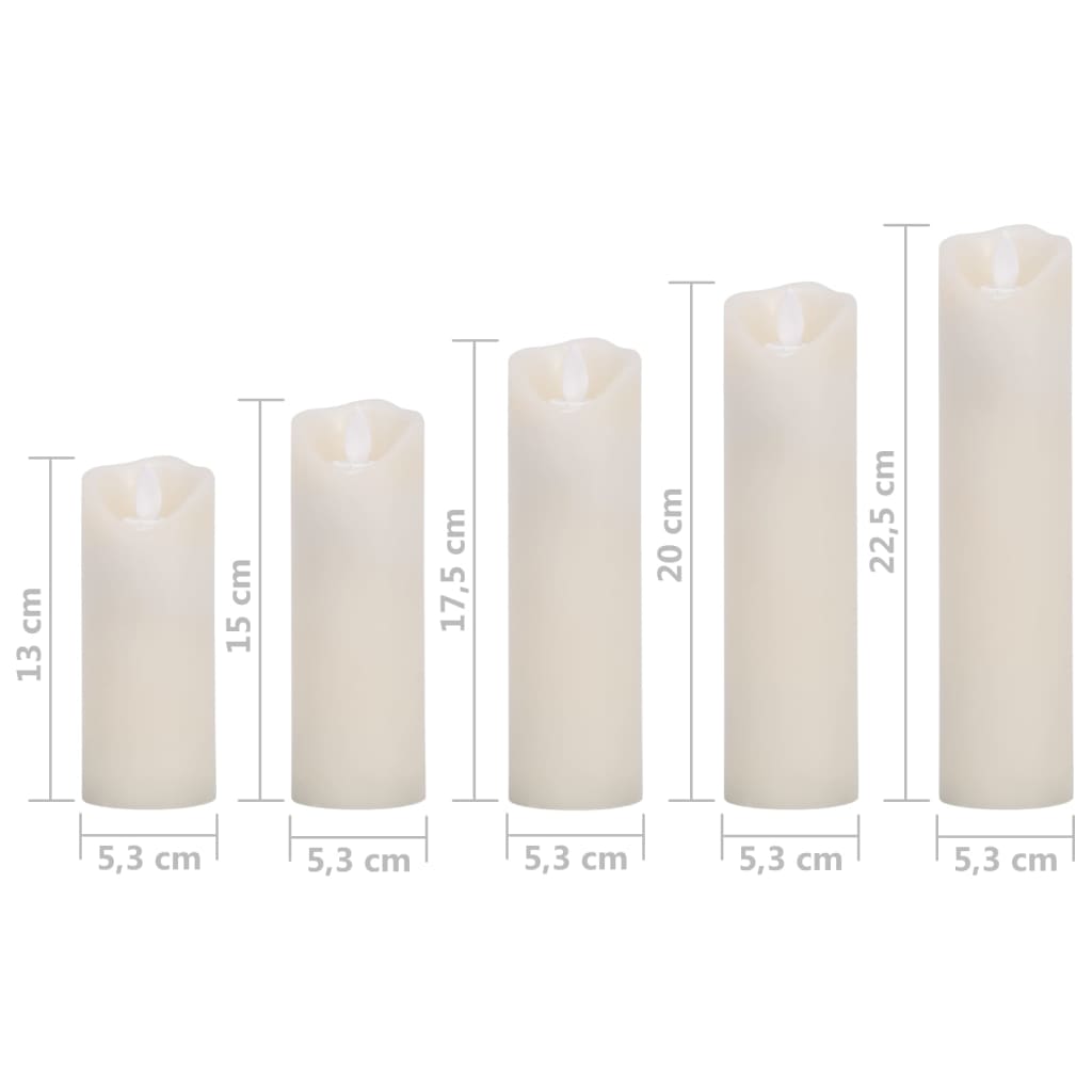 5-Delige Kaarsenset Met Afstandsbediening Led Warmwit