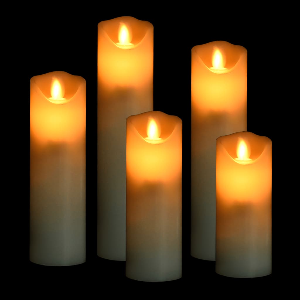 5-Delige Kaarsenset Met Afstandsbediening Led Warmwit