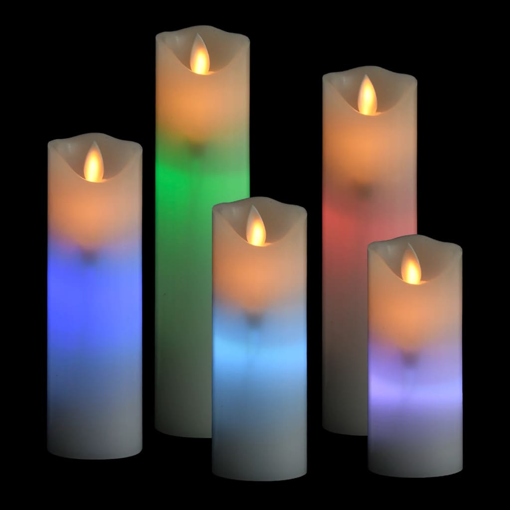 5-Delige Kaarsenset Met Afstandsbediening Led Meerkleurig