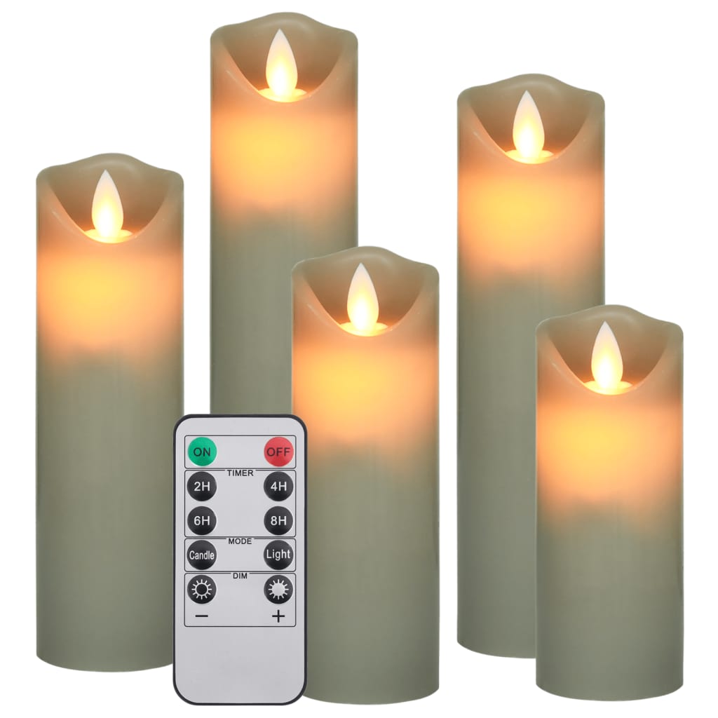 5-Delige Kaarsenset Met Afstandsbediening Led Warmwit