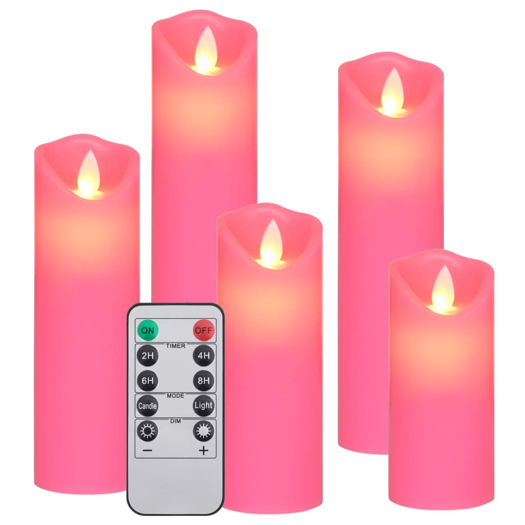 5-Delige Kaarsenset Met Afstandsbediening Led Warmwit