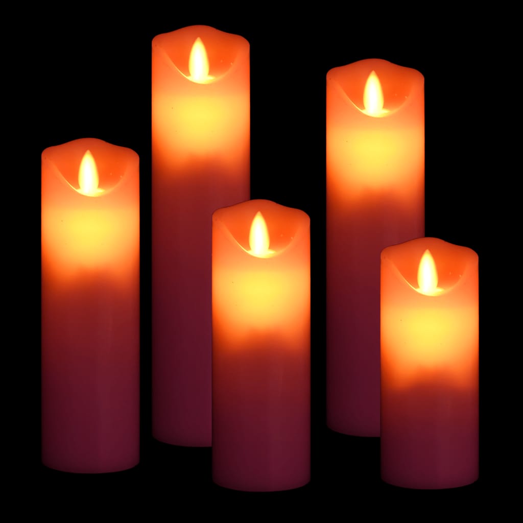 5-Delige Kaarsenset Met Afstandsbediening Led Warmwit