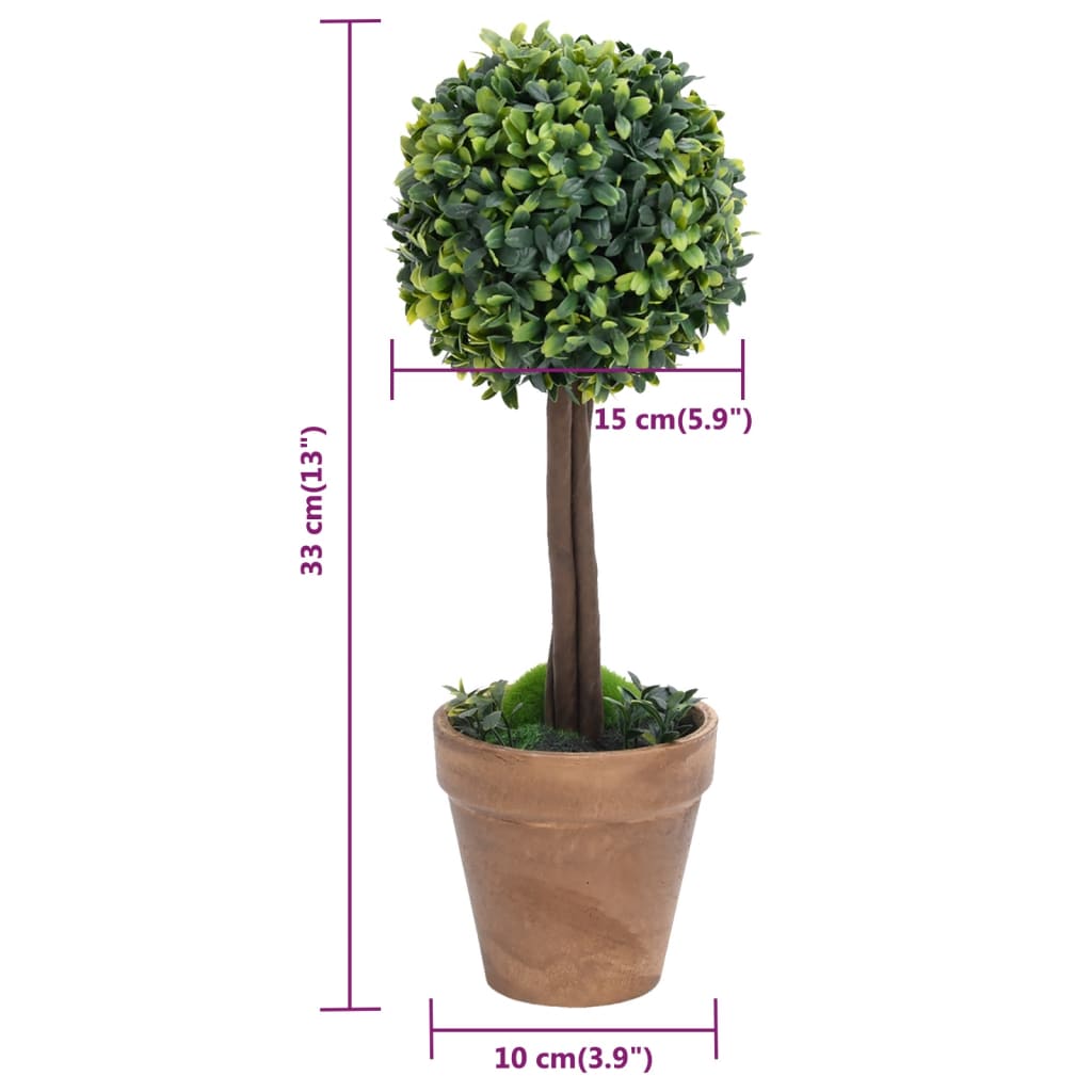 Kunstplanten Met Pot 2 St Buxus Bolvorming 33 Cm Groen