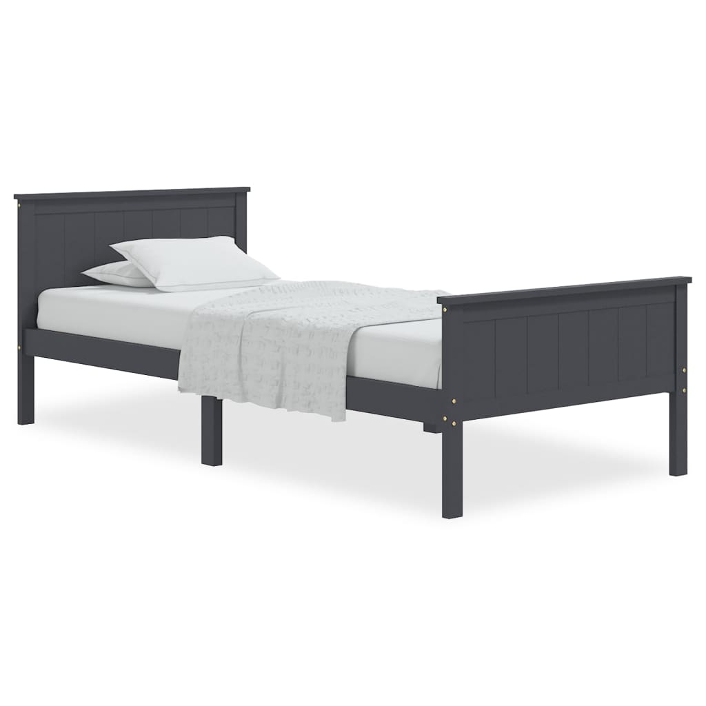 Bedframe Massief Grenenhout Grijs 90X200 Cm