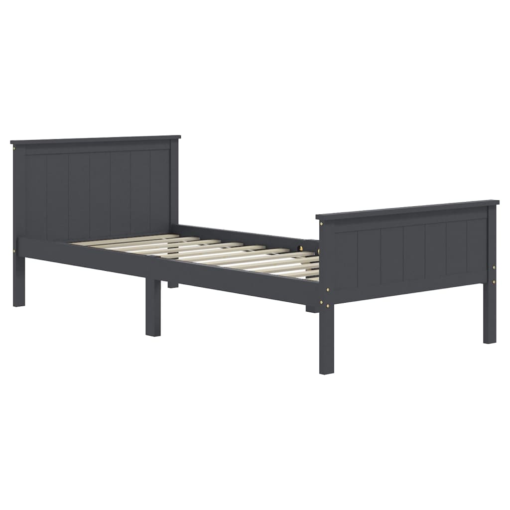 Bedframe Massief Grenenhout Grijs 90X200 Cm