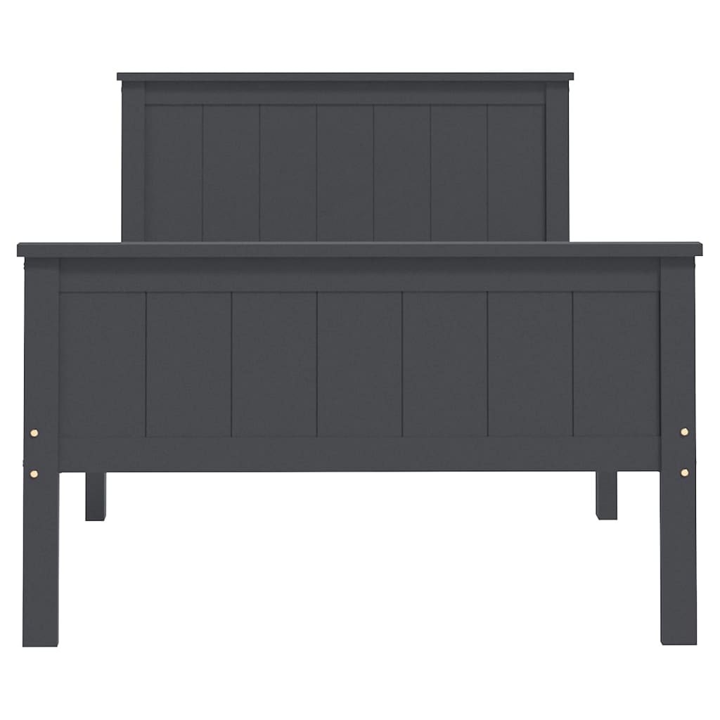 Bedframe Massief Grenenhout Grijs 90X200 Cm