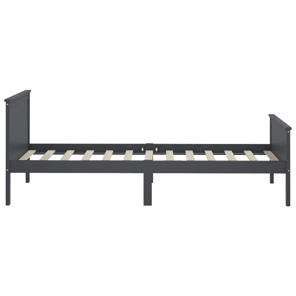 Bedframe Massief Grenenhout Grijs 90X200 Cm
