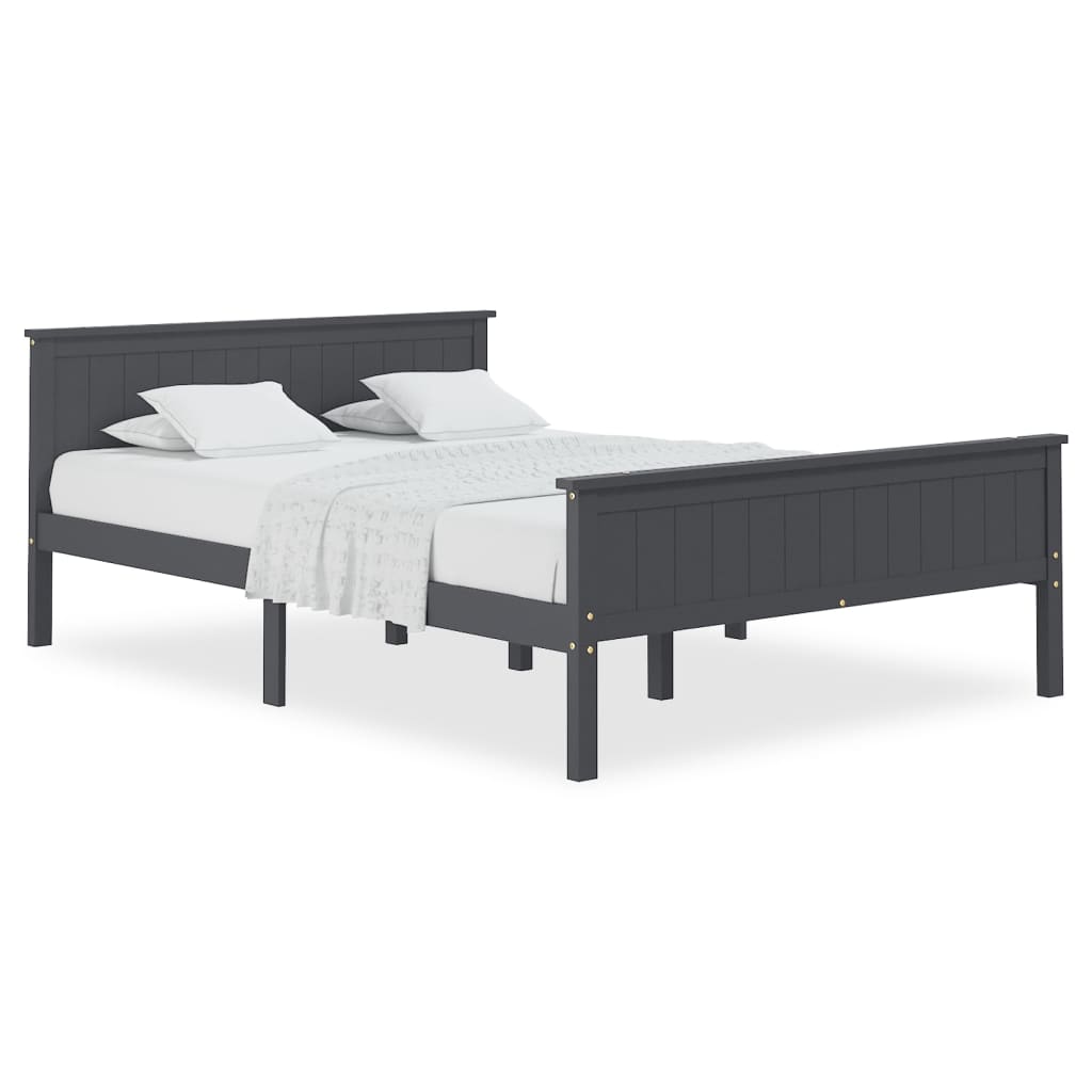 Bedframe Massief Grenenhout Grijs 140X200 Cm