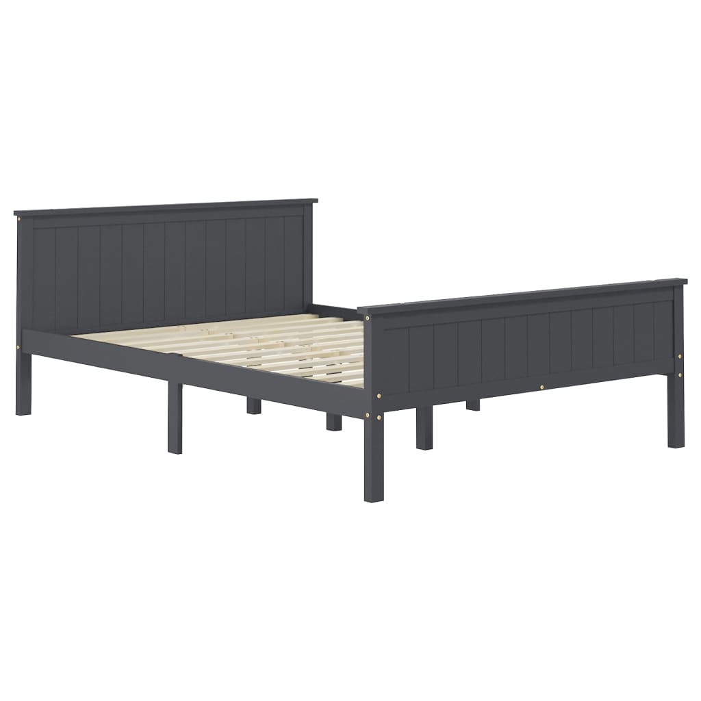 Bedframe Massief Grenenhout Grijs 140X200 Cm