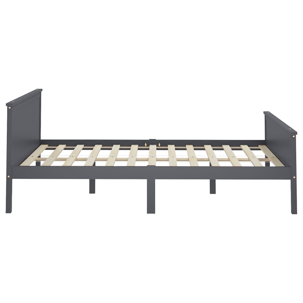 Bedframe Massief Grenenhout Grijs 140X200 Cm