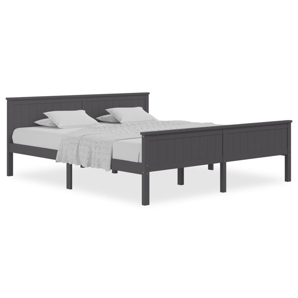 Bedframe Massief Grenenhout Grijs 200X200 Cm