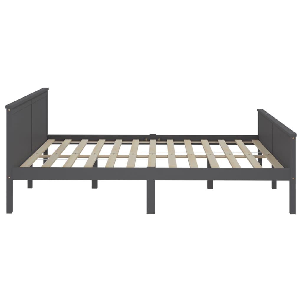 Bedframe Massief Grenenhout Grijs 200X200 Cm