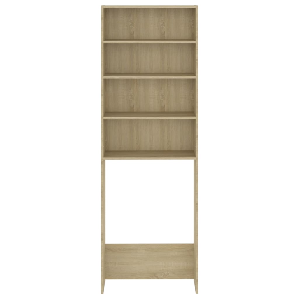 Wasmachinekast 64X24X190 Cm Wit En Sonoma Eikenkleurig