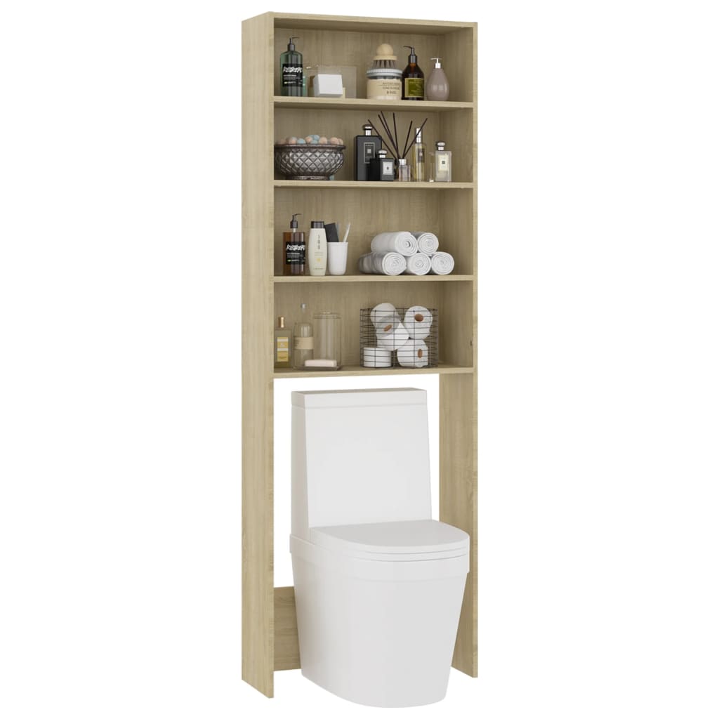Wasmachinekast 64X24X190 Cm Wit En Sonoma Eikenkleurig