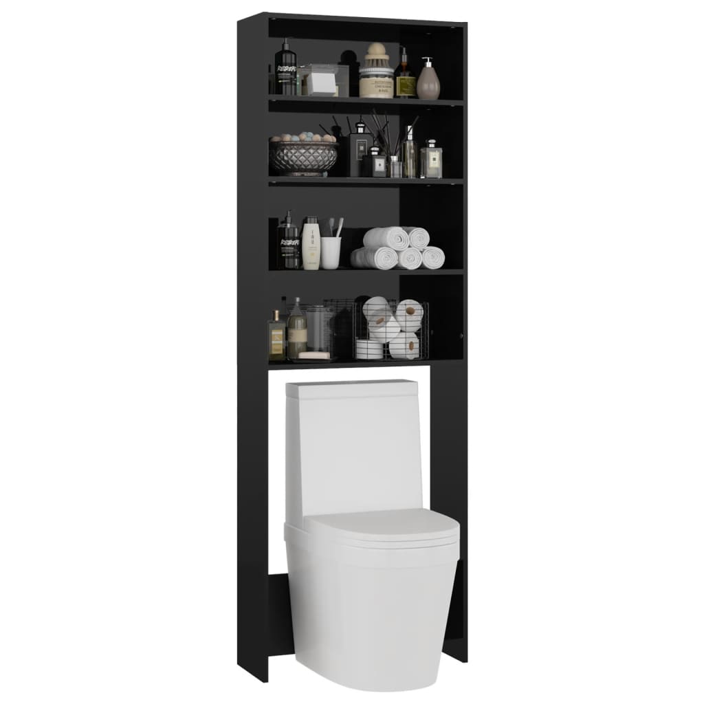 Wasmachinekast 64X24X190 Cm Hoogglans Zwart