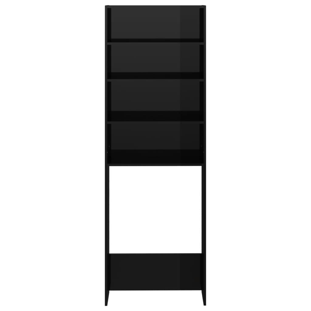 Wasmachinekast 64X24X190 Cm Hoogglans Zwart