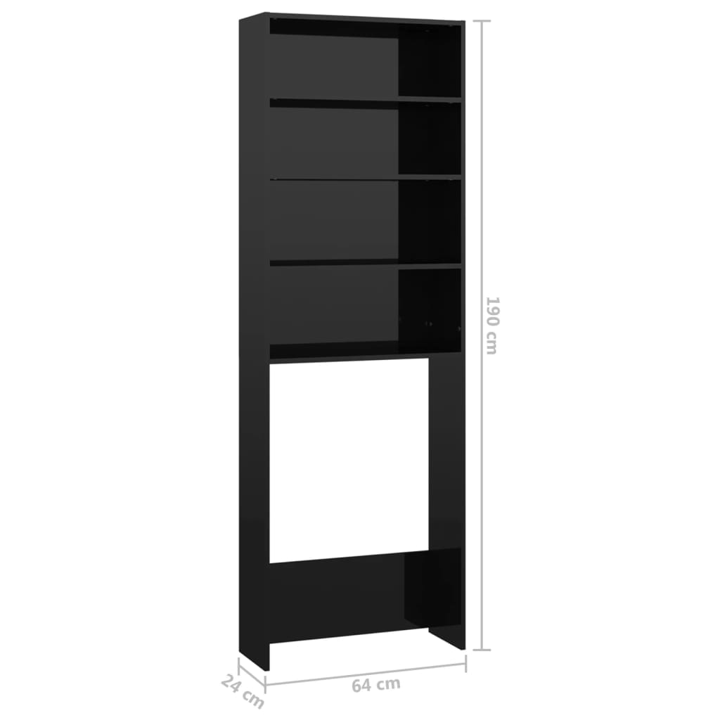Wasmachinekast 64X24X190 Cm Hoogglans Zwart