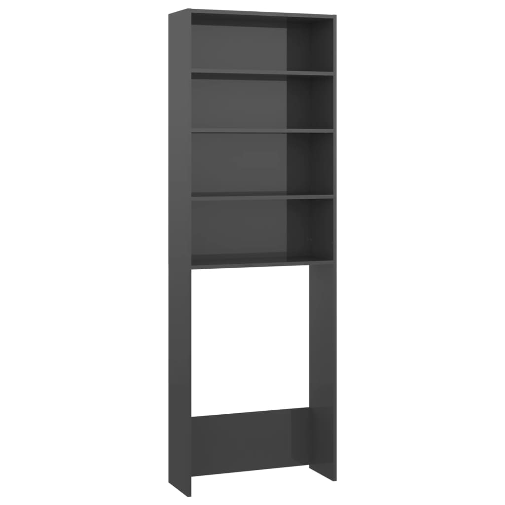 Wasmachinekast 64X24X190 Cm Hoogglans Grijs