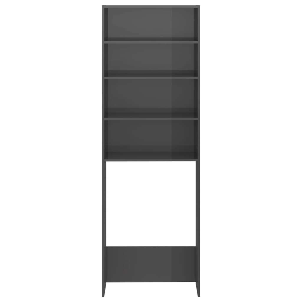 Wasmachinekast 64X24X190 Cm Hoogglans Grijs