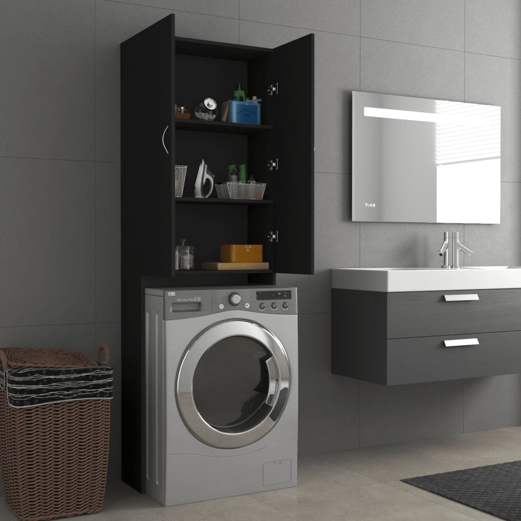 Wasmachinekast 64X25,5X190 Cm Zwart