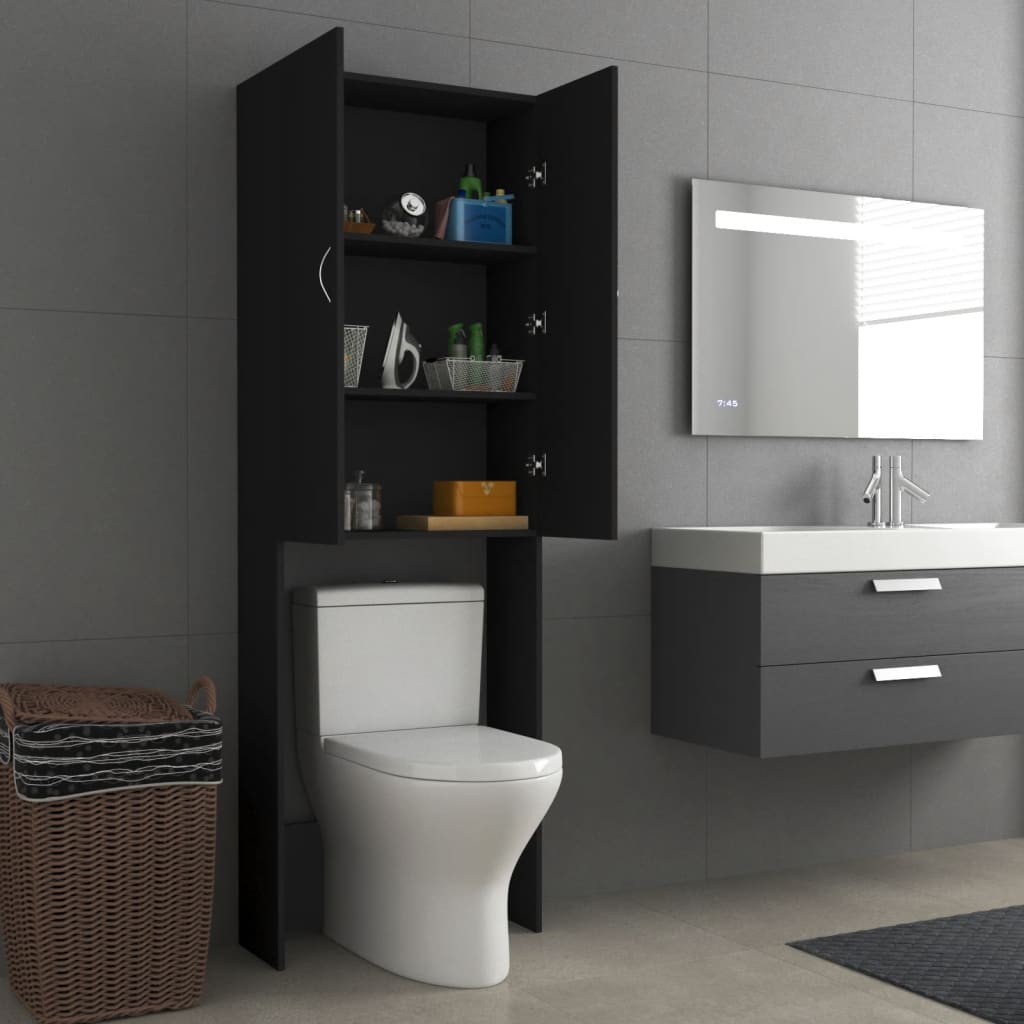 Wasmachinekast 64X25,5X190 Cm Zwart